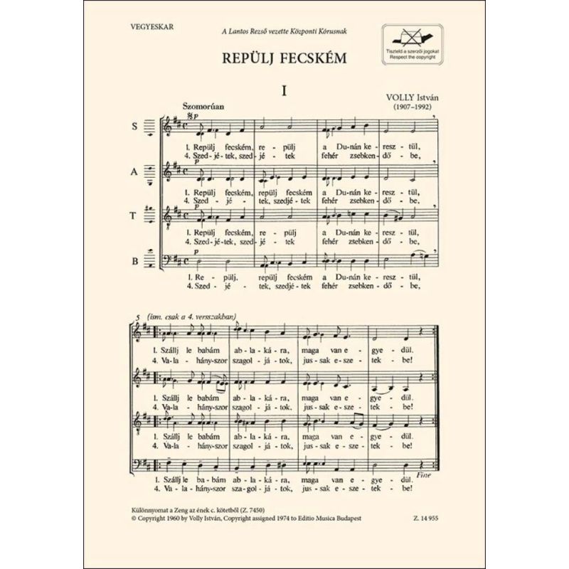 Volly, István - Repulj fecskem