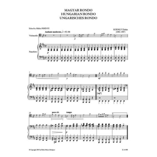 Kodály, Zoltán - Hungarian Rondo (cello and piano)