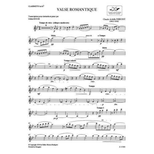 Debussy, Claude - Valse Romantique (clarinet and piano)