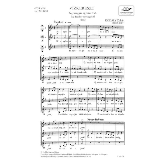 Kodály, Zoltán - Vizkereszt