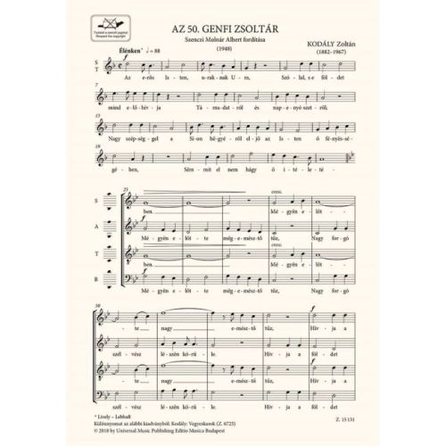 Kodály, Zoltán - Geneva Psalm 50