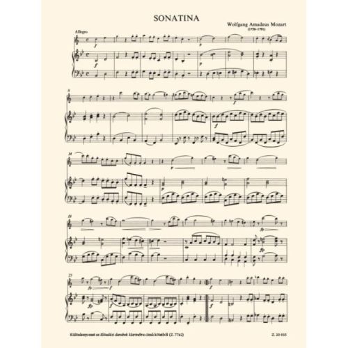 Mozart, Wolfgang Amadeus - Sonatina for clarinet