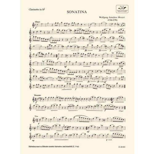 Mozart, Wolfgang Amadeus - Sonatina for clarinet