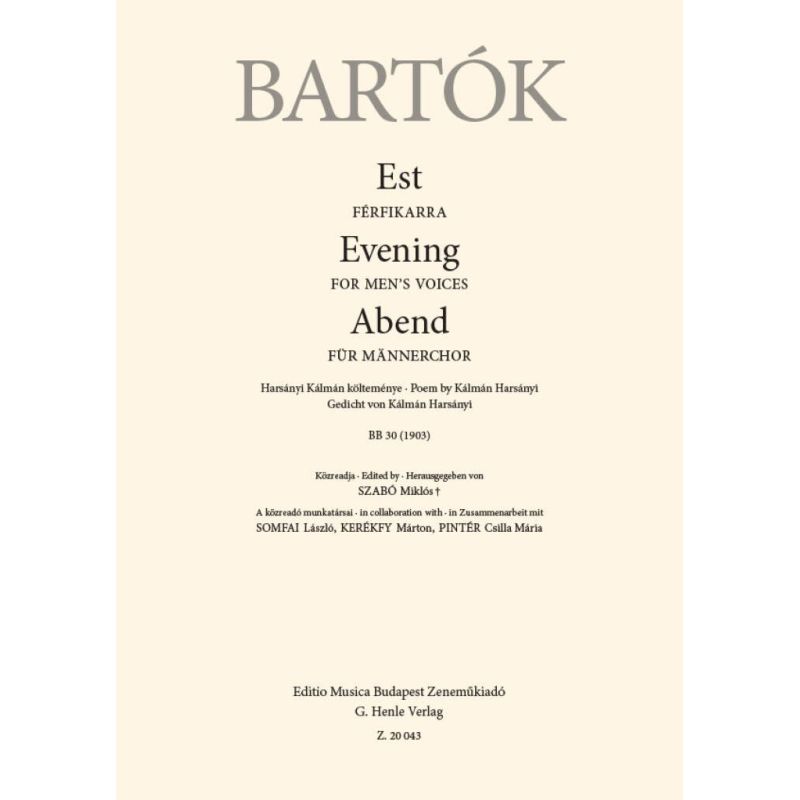 Bartók, Béla - Evening (lower voices)