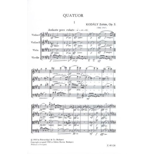 Kodály, Zoltán - String Quartet No. 1