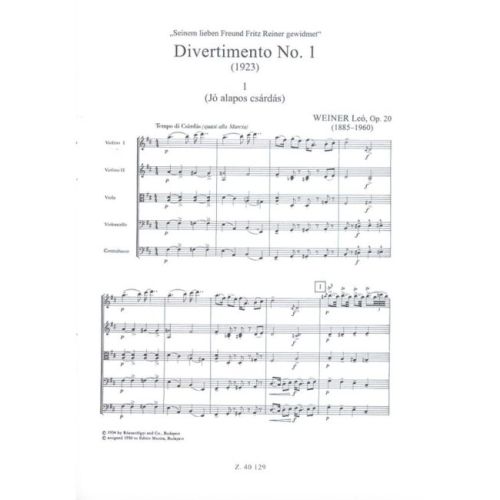 Weiner, Leó - Divertimento No.1