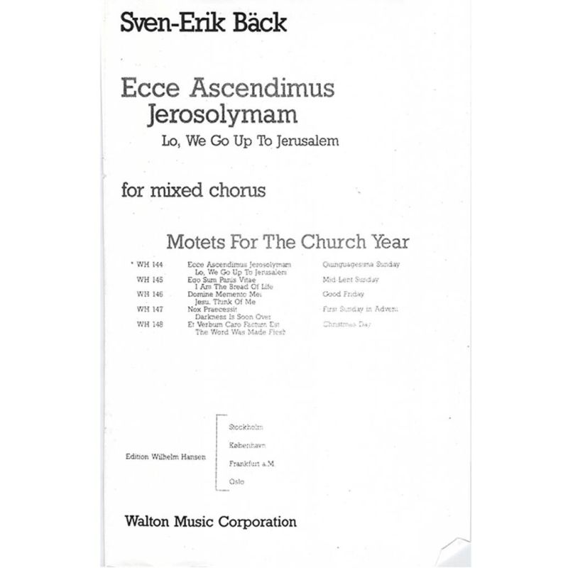 Back, Sven-Erik - Ecce Ascendimus Jerosolymam