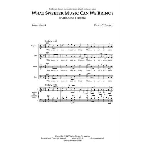 Dickau, David - What Sweeter Music Can We Bring?