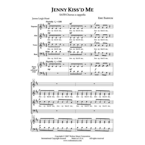 Barnum, Eric William - Jenny Kiss'd Me