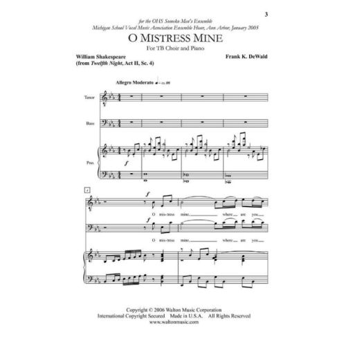 DeWald, Frank K. - O Mistress Mine