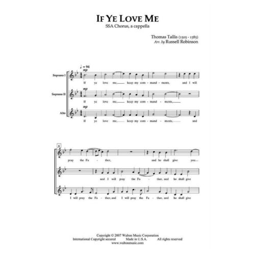 Tallis, Thomas - If Ye Love Me