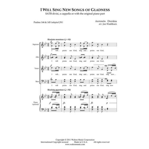 Dvořák, Antonín - I Will Sing New Songs of Gladness
