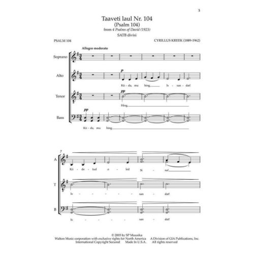 Kreek, Cyrillus - Taaveti laul Nr. 104 (Psalm 104)