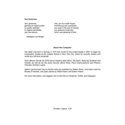 Gjeilo, Ola - Ave Generosa
