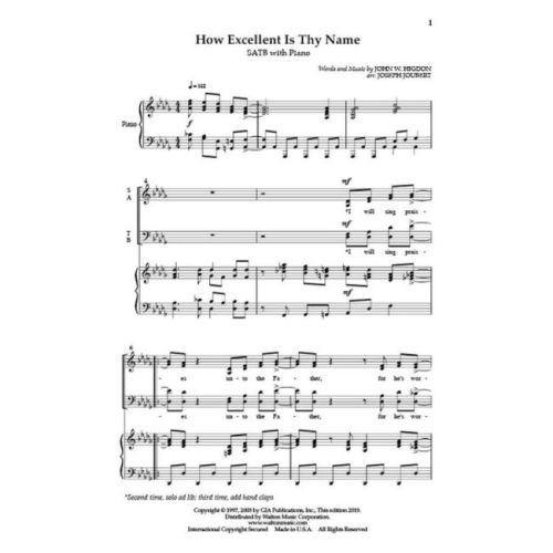 Higdon & Higdon - How Excellent Is Thy Name