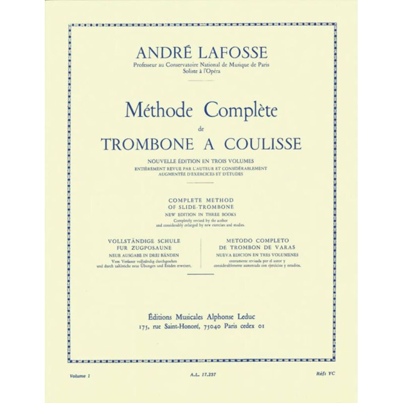 Lafosse, André - Méthode de Trombone, Volume 1
