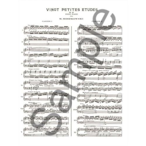 Moszkowski, Moritz - 20 Petites Études pour piano, Op. 91, cahier 1