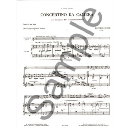 Ibert, Jacques - Concertino Da Camera