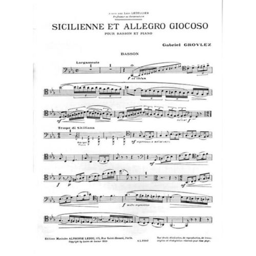 Grovlez, Gabriel - Sicilienne et Allegro Giocoso