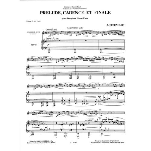 Desenclos, Alfred - Prelude Cadence Et Finale