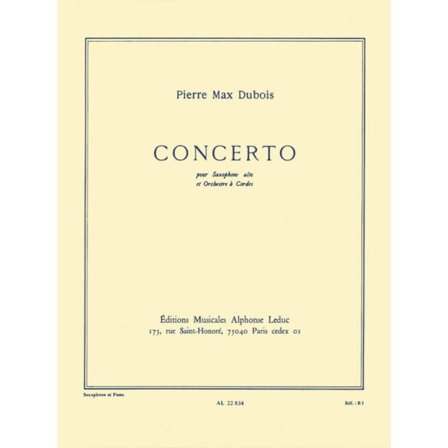 Dubois, Pierre-Max - Concerto For Alto Saxophone And String Orchestra