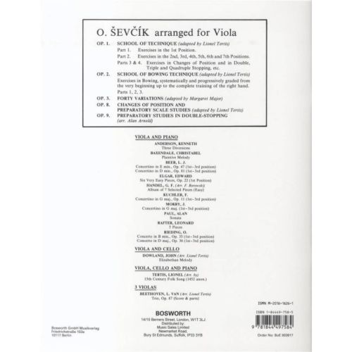 Sevcik, Otakar - Viola Studies: School Of Bowing Technique Part 1