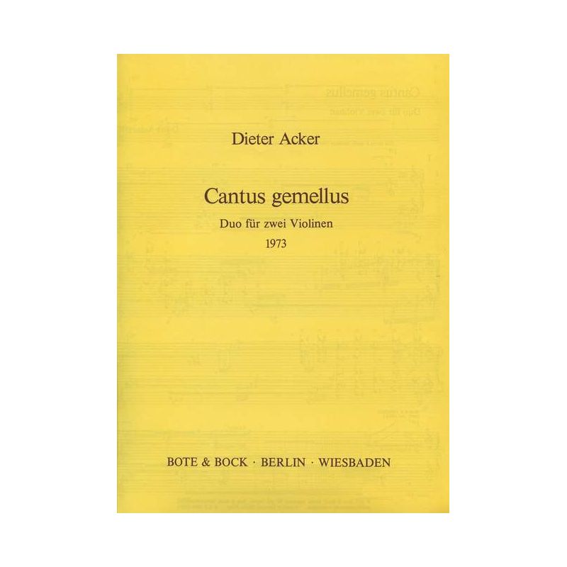 Acker, Dieter - Cantus gemellus