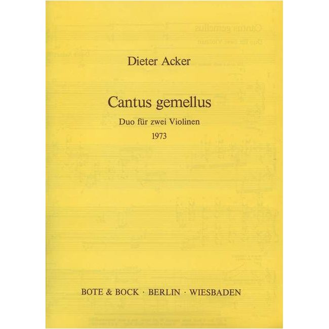 Acker, Dieter - Cantus gemellus