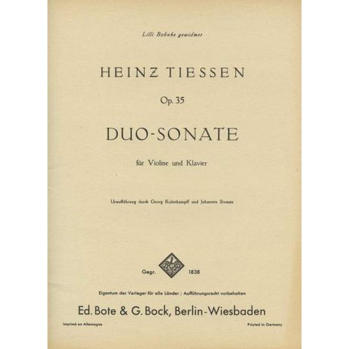 Tiessen, Heinz - Duo-Sonata...