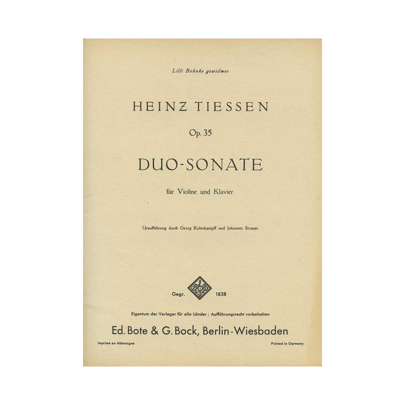 Tiessen, Heinz - Duo-Sonata op. 35