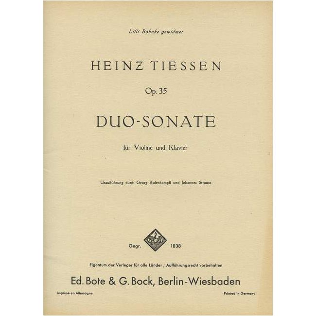 Tiessen, Heinz - Duo-Sonata op. 35