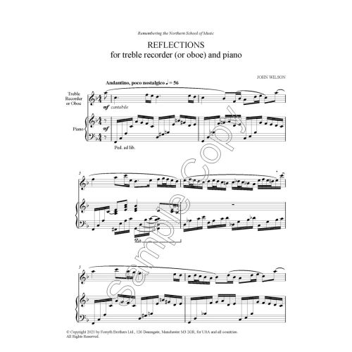 Reflections - John Wilson - for Treble Recorder & Piano