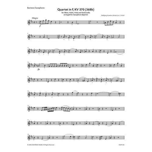 Mozart, Wolfgang Amadeus - Quartet in F KV 370 (368b)