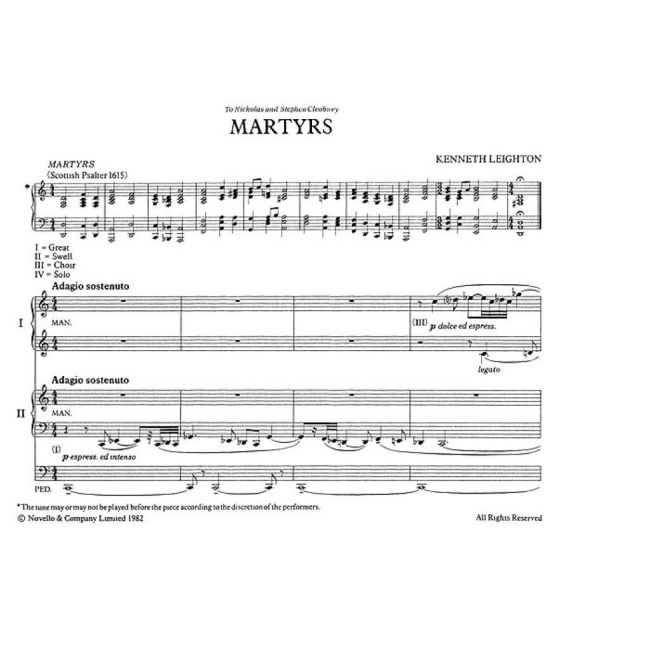 Leighton, Kenneth - Martyrs Organ Duet Op. 73