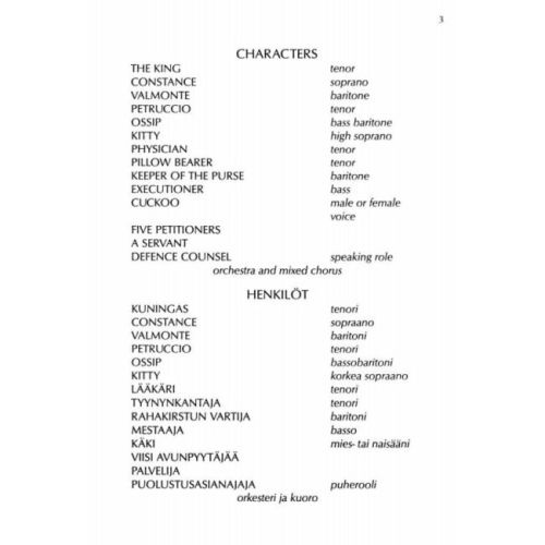 Sallinen, Aulis - The Palace Opera (Libretto)