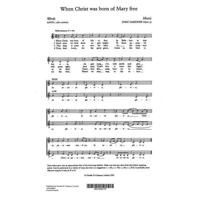 Gardner, John - When Christ Was Born Of Mary Free