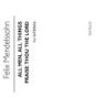 Bartholdy, Felix Mendelssohn - All Men, All Things And Praise Thou The Lord