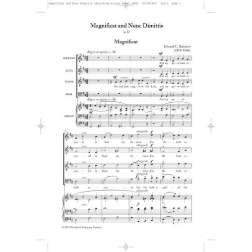 Bairstow, Edward C. - Magnificat And Nunc Dimittis In D (New Engraving)