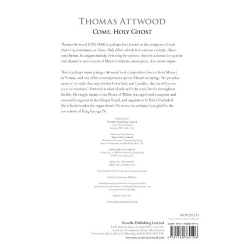 Attwood, Thomas - Come, Holy Ghost