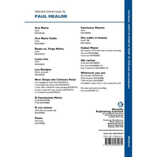 Mealor, Paul - Love's As Warm As Tears