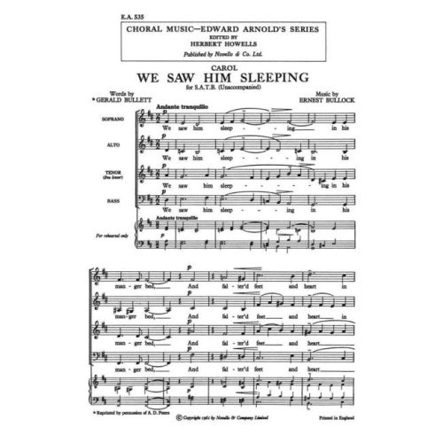 Bullock, Ernest - We saw him sleeping