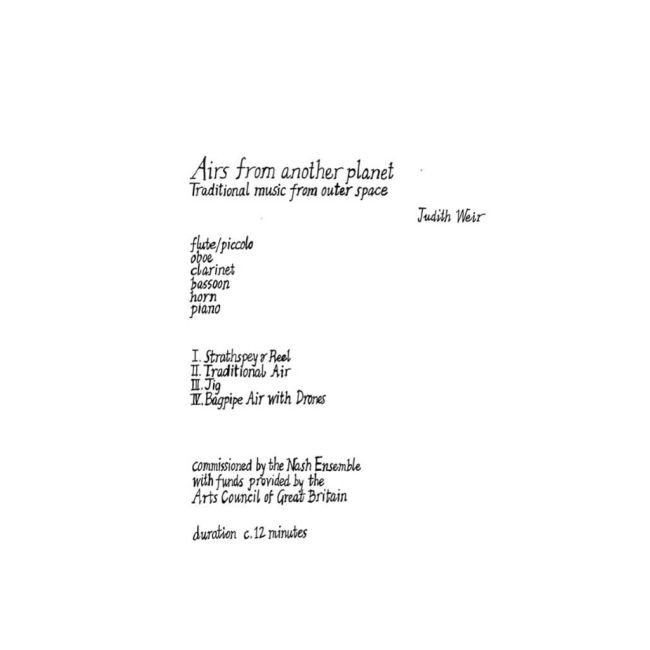 Weir, Judith - Airs From Another Planet (Parts)