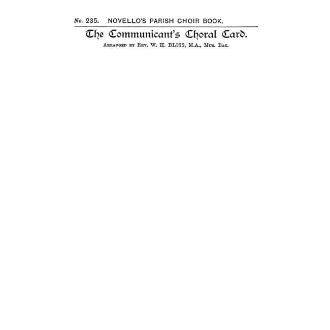 Bliss, W.H. - The Communicant`s Choral Card