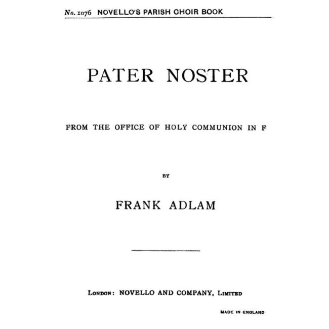 Adlam, Frank - Pater Noster (Lord`s Prayer) In F