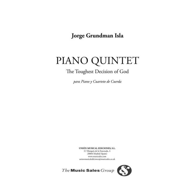 Grundman, Jorgen - Isla Piano Quintet (The Toughest Decision Of God)