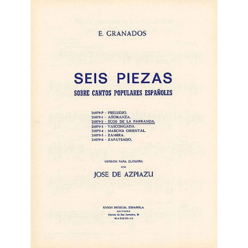 Ecos De La Parranda No.2 (azpiazu) Seis Piezas