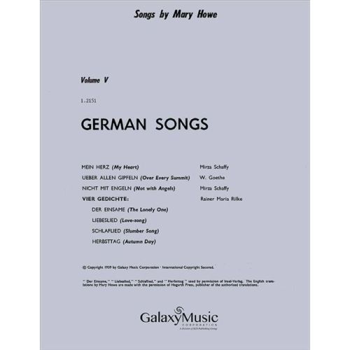 Howe, Mary - German Songs