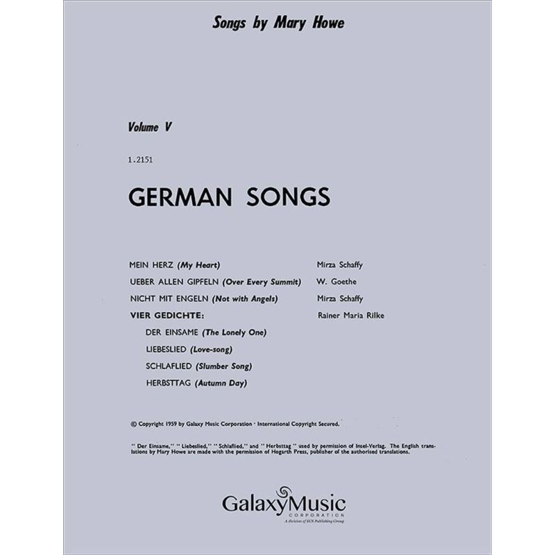 Howe, Mary - German Songs