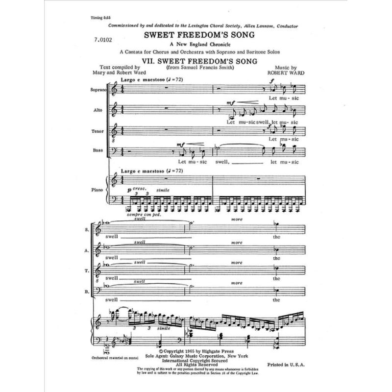 Ward, Robert - Sweet Freedom's Song: 7. Sweet Freedom's Song
