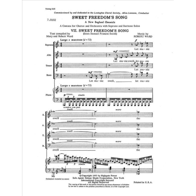 Ward, Robert - Sweet Freedom's Song: 7. Sweet Freedom's Song